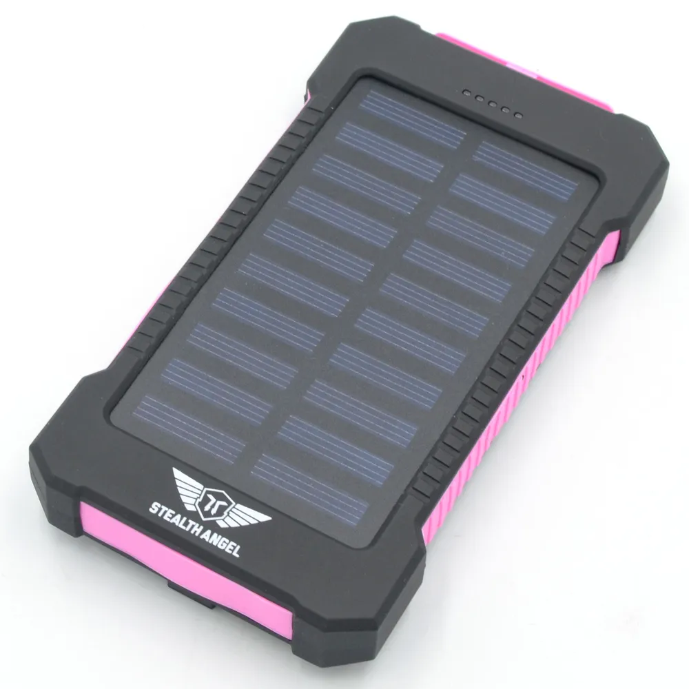 10,000mAH Water Resistant / Shockproof Solar Dual-USB Charger and LED Light Stealth Angel Survival