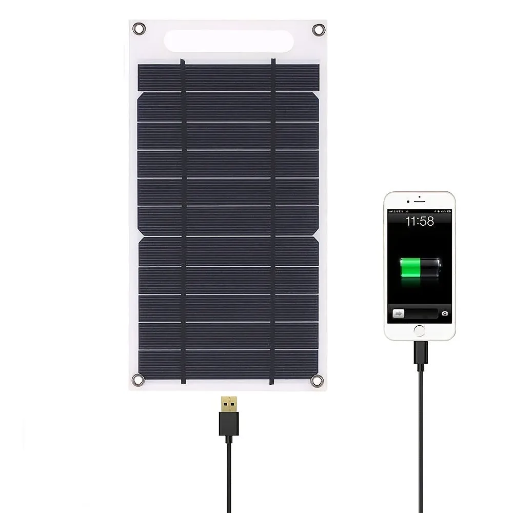 1pc, Portable Solar Panel 5V Solar Plate With USB Safe Charge Stabilize Charger For Power Bank Phone Outdoor Camping Home