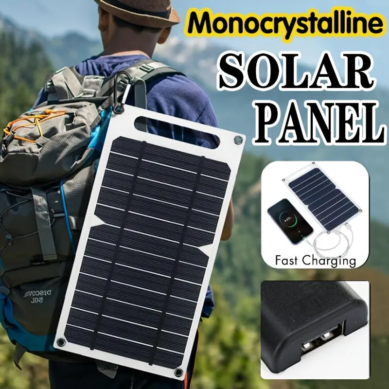 1pc, Portable Solar Panel 5V Solar Plate With USB Safe Charge Stabilize Charger For Power Bank Phone Outdoor Camping Home