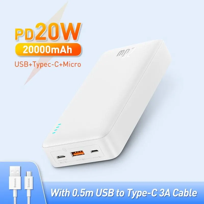 20,000mAh Baseus Power Bank - High-Speed Dual Input/Output Charging for Ultimate Portability