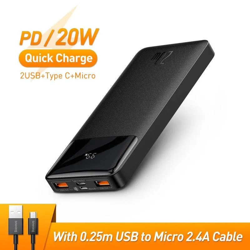 20,000mAh Baseus Power Bank - High-Speed Dual Input/Output Charging for Ultimate Portability