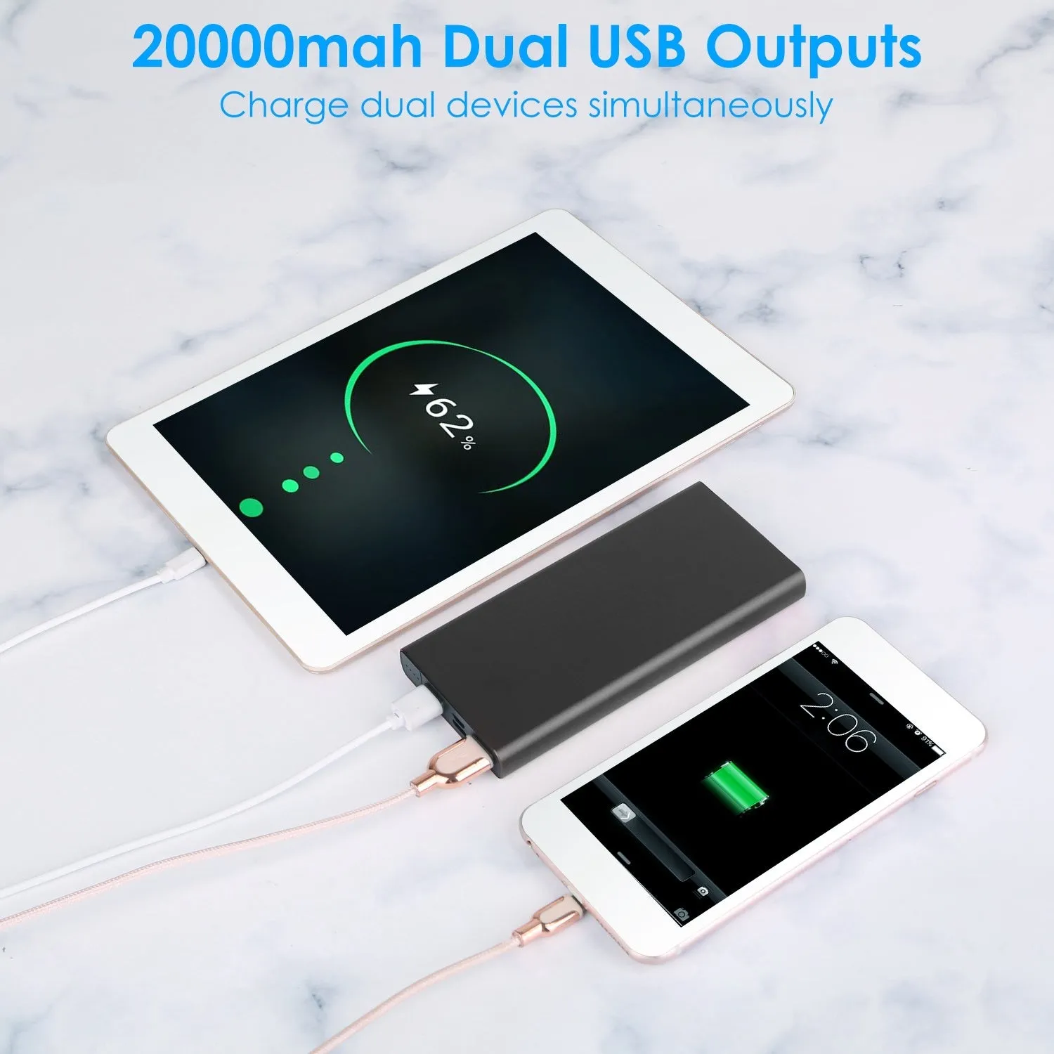 20000mAh Power Bank Charger with Dual USB Output Ports Type C