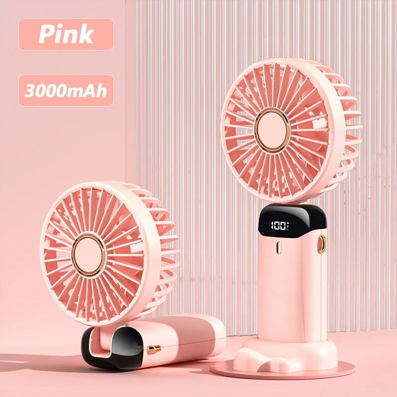 2023 Portable Hand-Held Fan Office Desktop Multifunctional Folding Double-Headed Small Electric