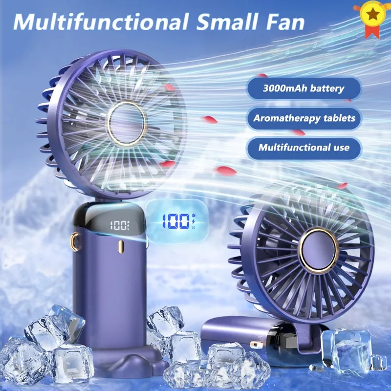 2023 Portable Hand-Held Fan Office Desktop Multifunctional Folding Double-Headed Small Electric