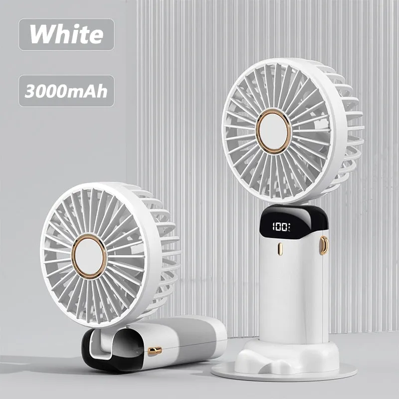 2023 Portable Hand-Held Fan Office Desktop Multifunctional Folding Double-Headed Small Electric