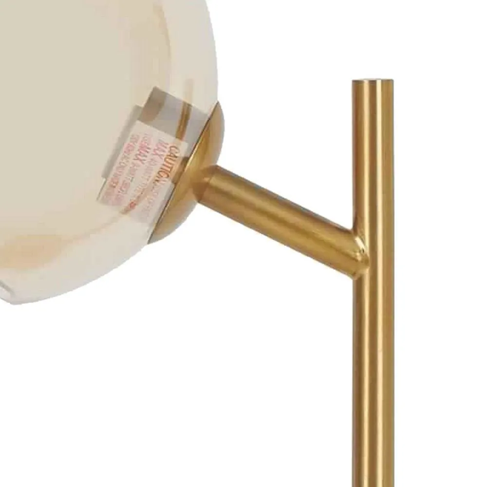 23" Round Glass Shade Desk Lamp with Wireless Charger, Gold By Casagear Home