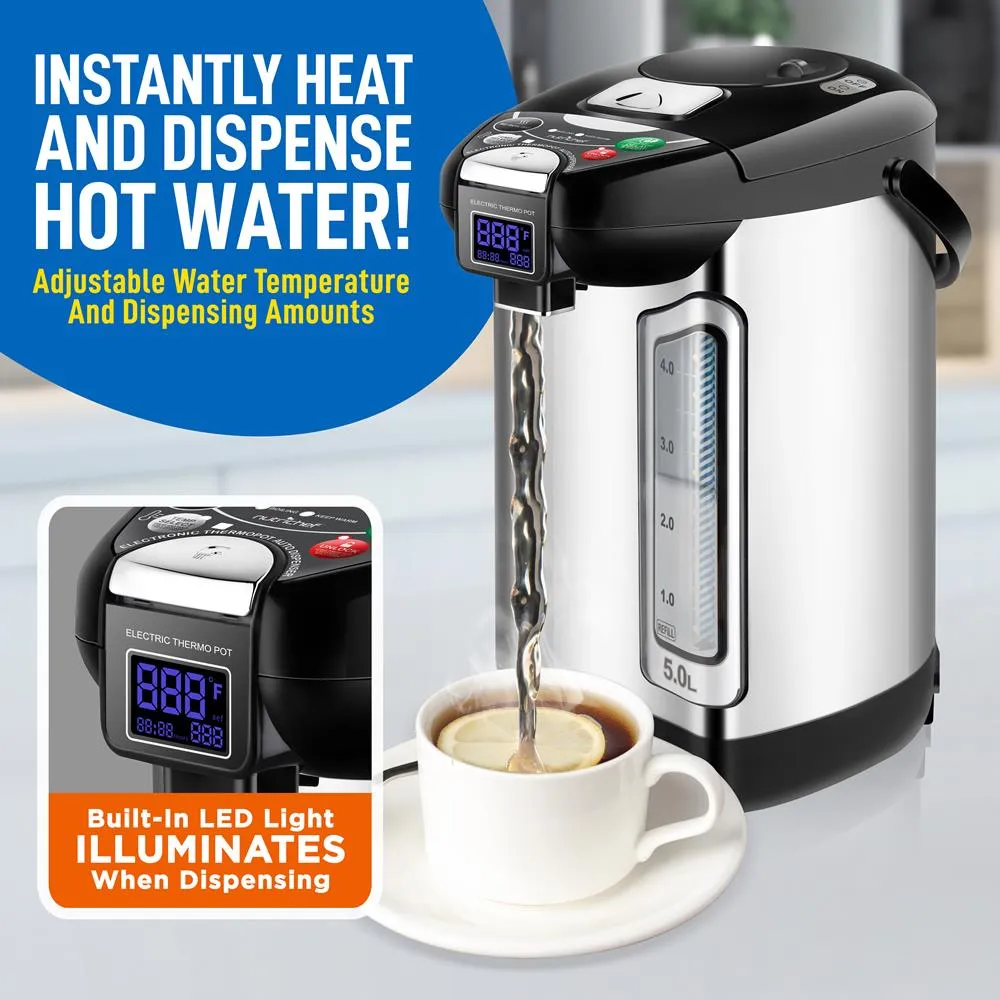 5L Digital Hot Water Dispenser - Instant Water Boiler / Water Heater, Auto Dispense Safety Lock, (5.283Quarts)