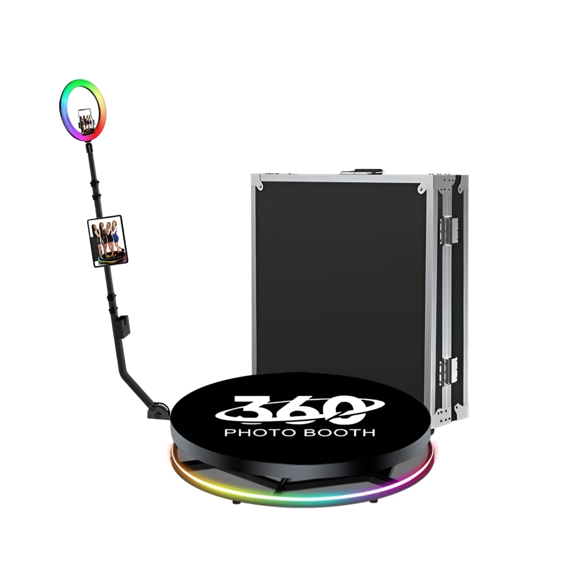 80 cm 360-Degree Photo Booth RGB - Slow Motion Rotating Selfie Platform