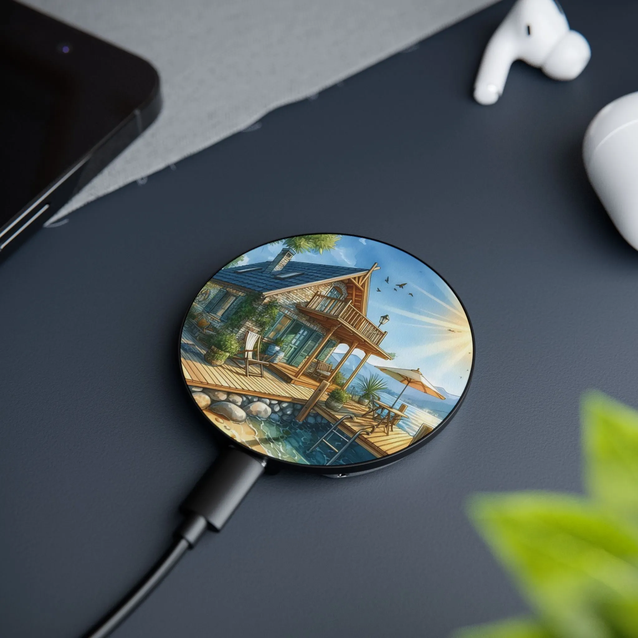 A sunny summer day and an aesthetic house on the beach Magnetic Induction Charger