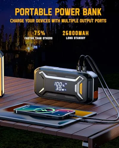 Acmount Car Jump Starter, 5000A Peak Car Battery Jump Starter (All Gas/10.0L Diesel Engine), 12V Portable Car Jump Starter Battery Pack with 3” LCD Display, USB Quick Charge and LED Light