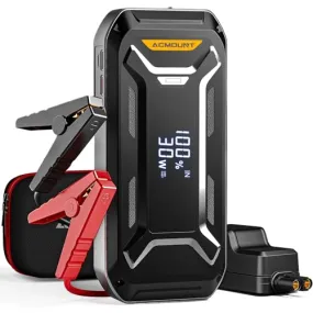 Acmount Car Jump Starter, 5000A Peak Car Battery Jump Starter (All Gas/10.0L Diesel Engine), 12V Portable Car Jump Starter Battery Pack with 3” LCD Display, USB Quick Charge and LED Light