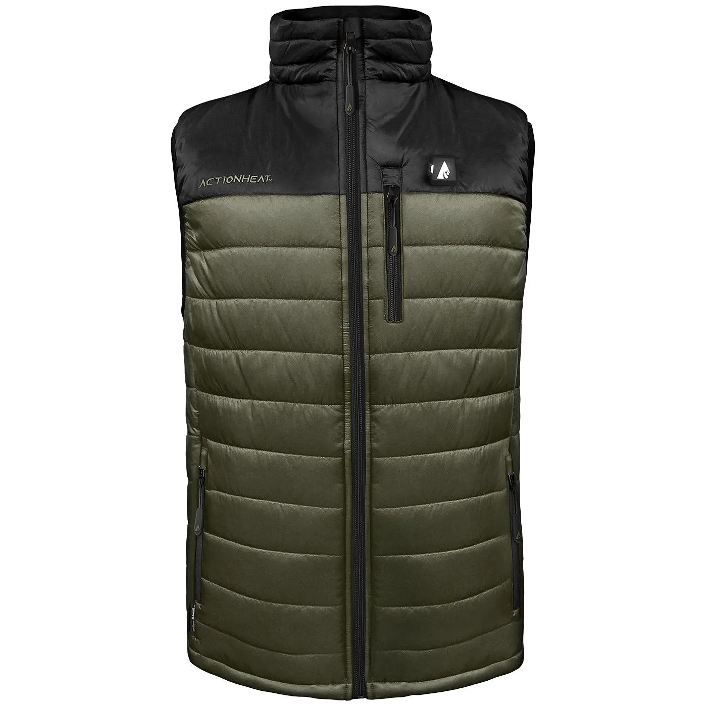 ActionHeat AH-PVCB-5V-M-BG 5V Pocono Color Block Heated Vest for Men - Black/Olive Green - XL