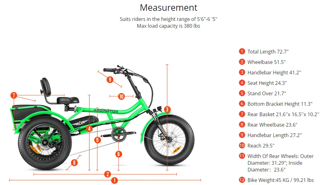 Addmotor 750W 48V Arisetan II M-360 Mini Trike Fat Tire Electric Bike