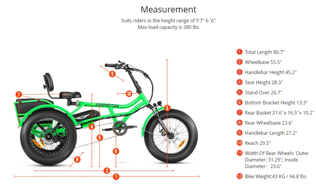 Addmotor 750W 48V Arisetan II M-360 Trike Electric Bike