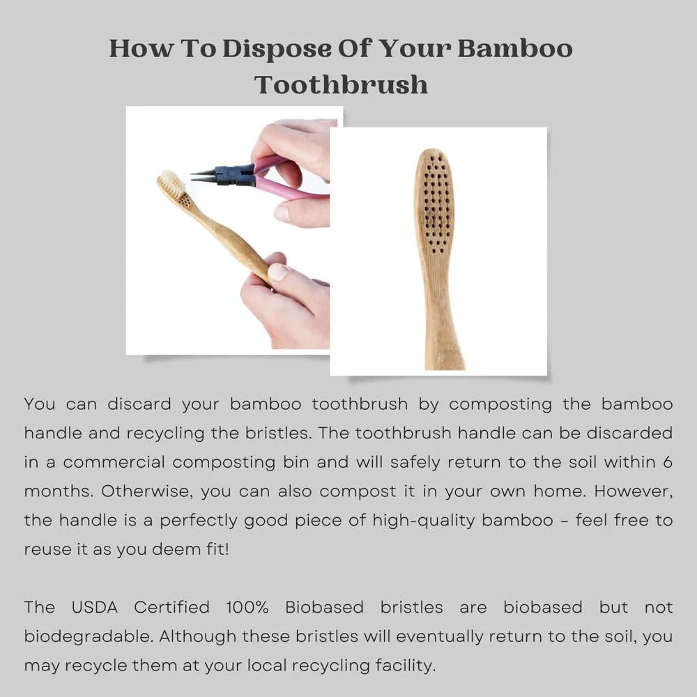 Adults And Kids Bamboo Toothbrush Combo - Pack of 4