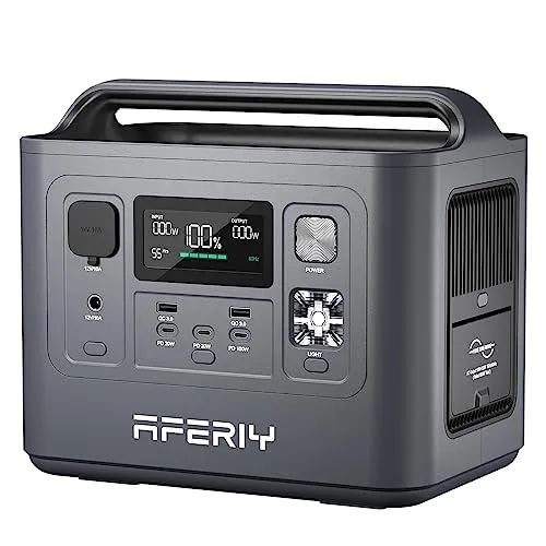 AFERIY Portable Power Station 800W / 512Wh Power Station LiFePO4 Battery, Quick Charge in 1.5H, 2 AC Outlets, UPS, Solar Generator, Electric Generator for Home Camping Use