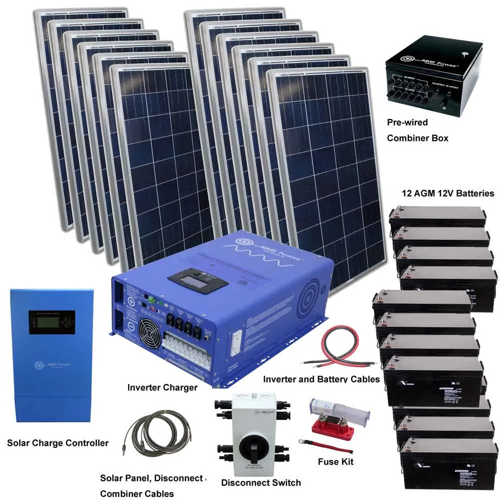 AIMS Power 48VDC Off-Grid Solar Kit | 3960 Watt Solar   8000 Watt Pure Sine Inverter Charger