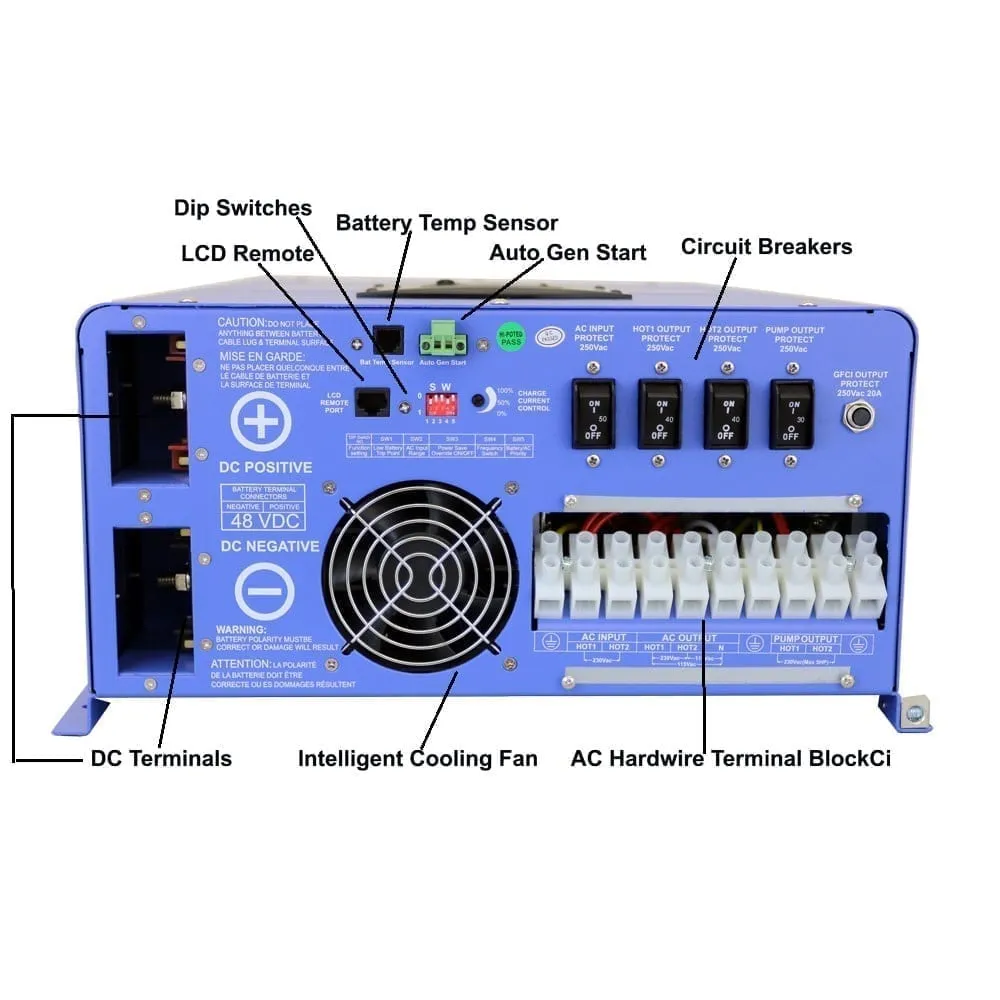 AIMS Power 48VDC Off-Grid Solar Kit | 3960 Watt Solar   8000 Watt Pure Sine Inverter Charger