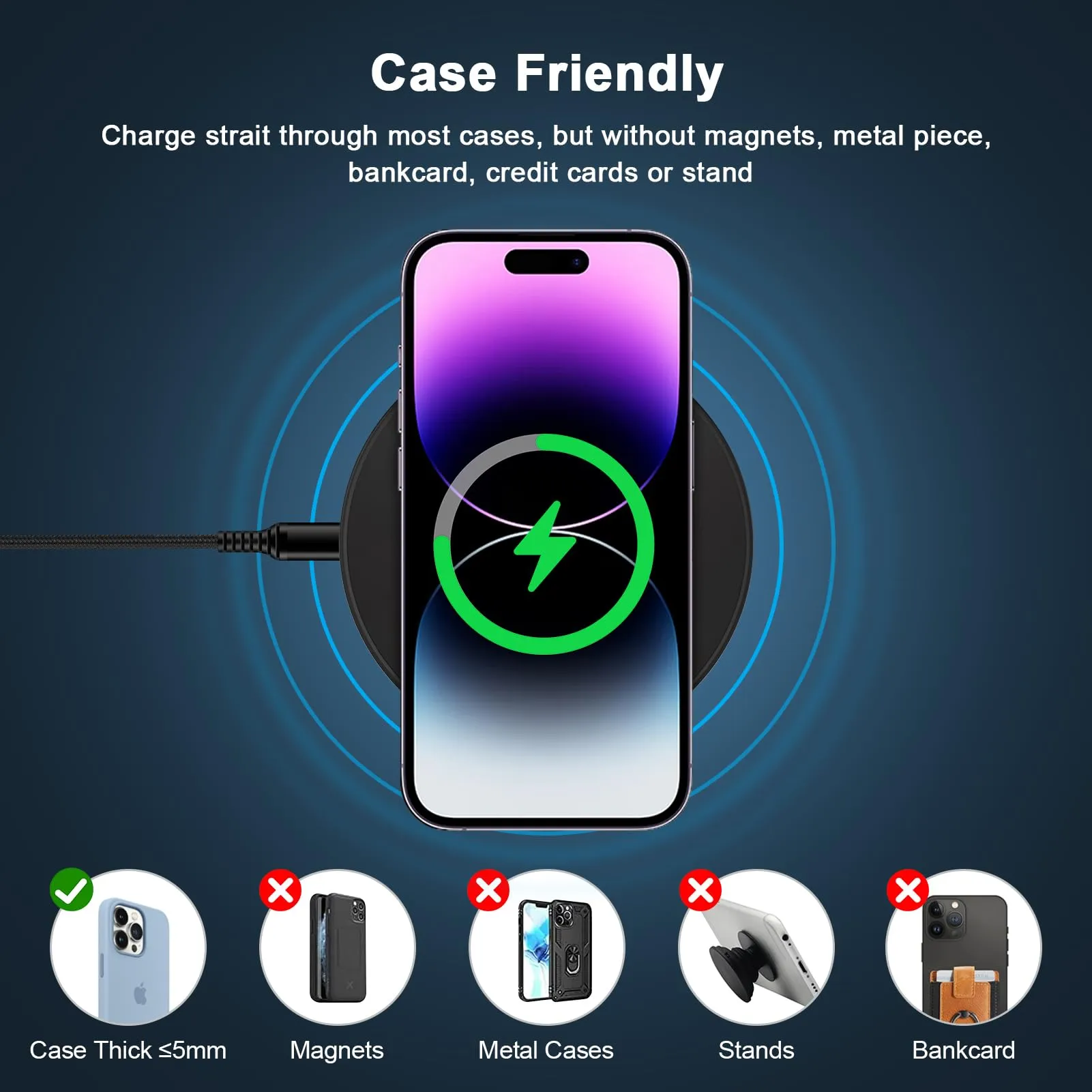 Android Wireless Charger Samsung S24 Fast Charging Pad for Galaxy S24 Ultra S23 FE S22 S21 S20 Z Fold 5/4/3 Z Flip 5/4/3, 15W Wireless Charging Station for iPhone 15 14 13 12 11,Pixel 8 Pro 7 6 5 4 3