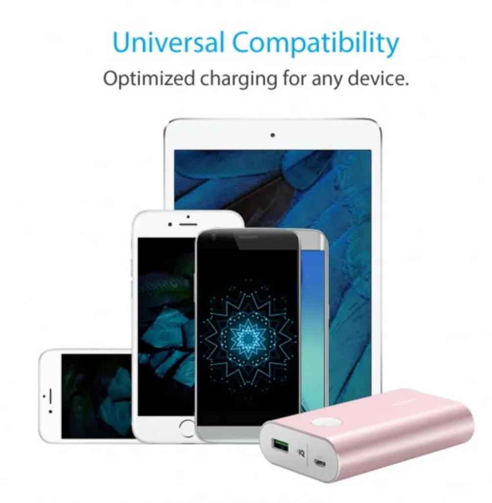 Anker PowerCore  13400 Premium Aluminum Portable Charger with Qualcomm Quick Charge 3.0 (Pink)