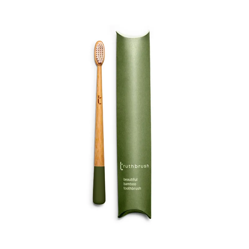 Bamboo Toothbrush, Medium Plant-Based Bristle, Olive Green, The Truthbrush