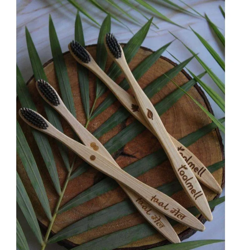 Bamboo Toothbrush with Charcoal Infused Soft bristles (Pack of 2)