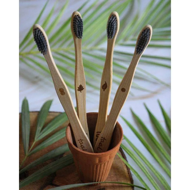 Bamboo Toothbrush with Charcoal Infused Soft bristles (Pack of 2)