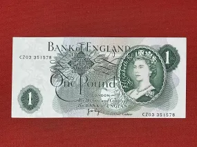 Bank of England £1 Banknote Signed J Page 1970 - 1980 ( Dugg B320 )