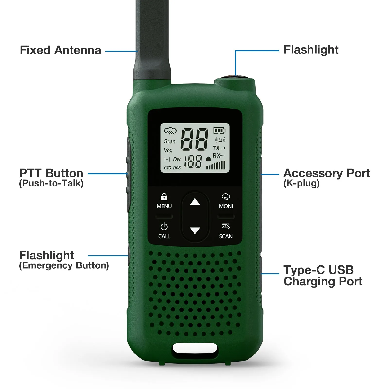 Baofeng BF-33C FRS Radio | USB-C Charging | AA Battery Power  | Dual Display Dual Watch | NOAA [DISCONTINUED]