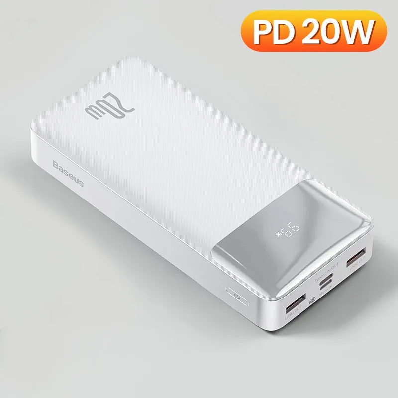 Baseus 30000mAh Power Bank PD 20W Portable Charging External Battery Charger Pack 20000mAh Powerbank For iPhone Xiaomi PoverBank