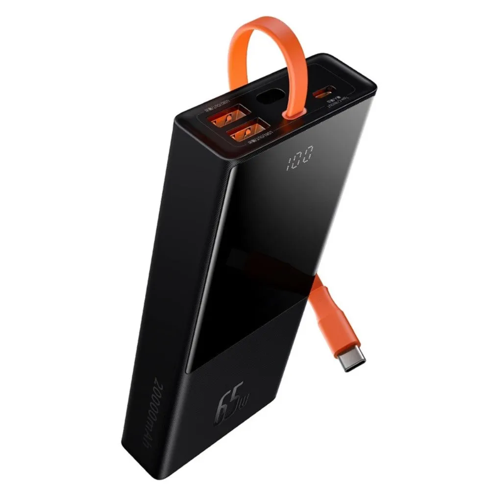 Baseus - (65W/PD) 20000mAh Charger USB C / Dual USB A Powerbank (PD 3.0   QC 3.0) with LED display - Black