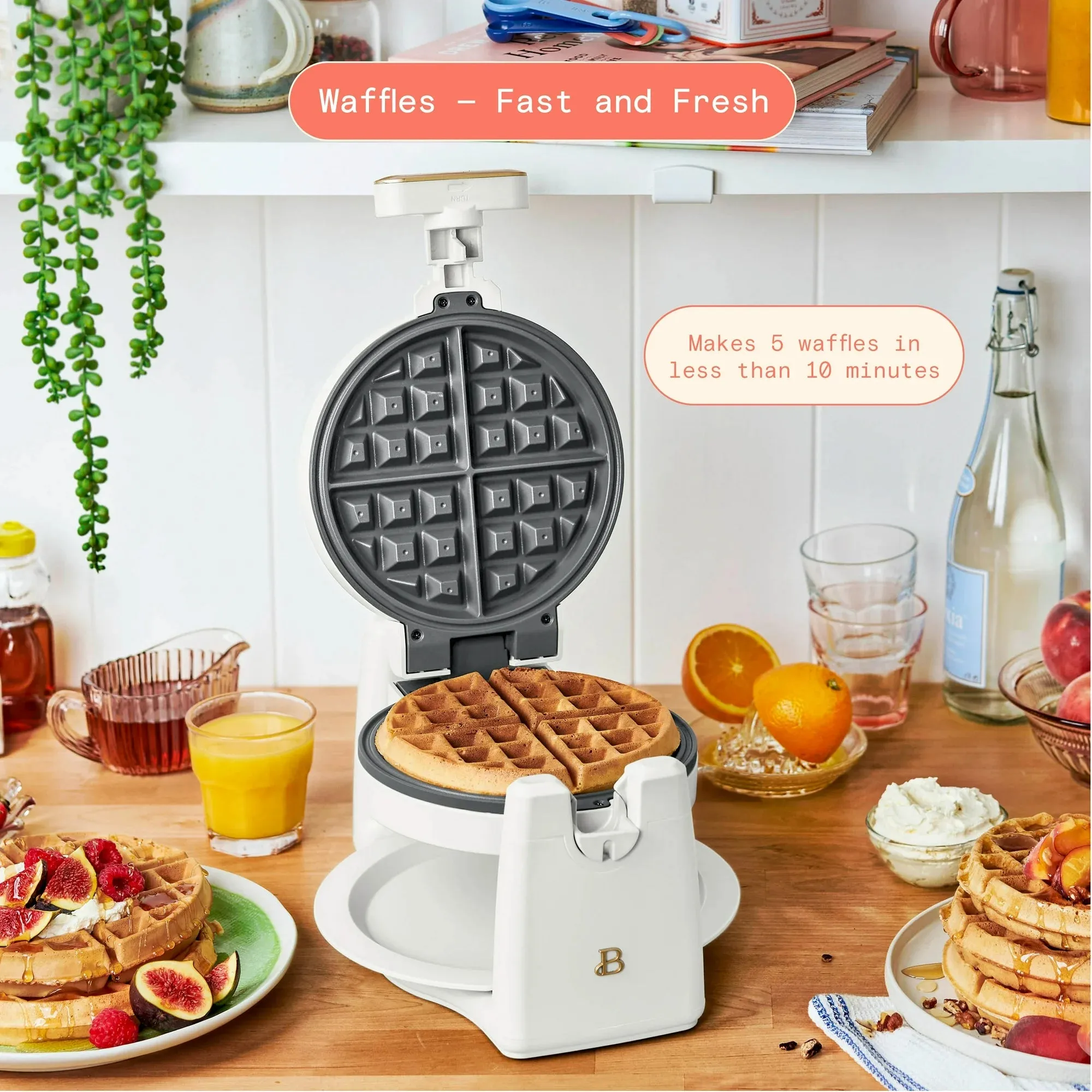 Beautiful 19566 Electric Griddle/Waffle Maker Breakfast Set, White Icing by Drew Barrymore