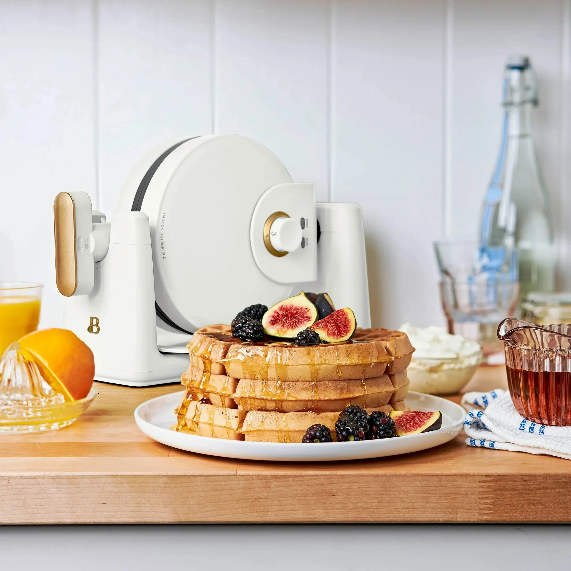 Beautiful 19566 Electric Griddle/Waffle Maker Breakfast Set, White Icing by Drew Barrymore