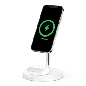 Belkin WIZ010myWH 2-in-1 Wireless Charger Stand with MagSafe 15W