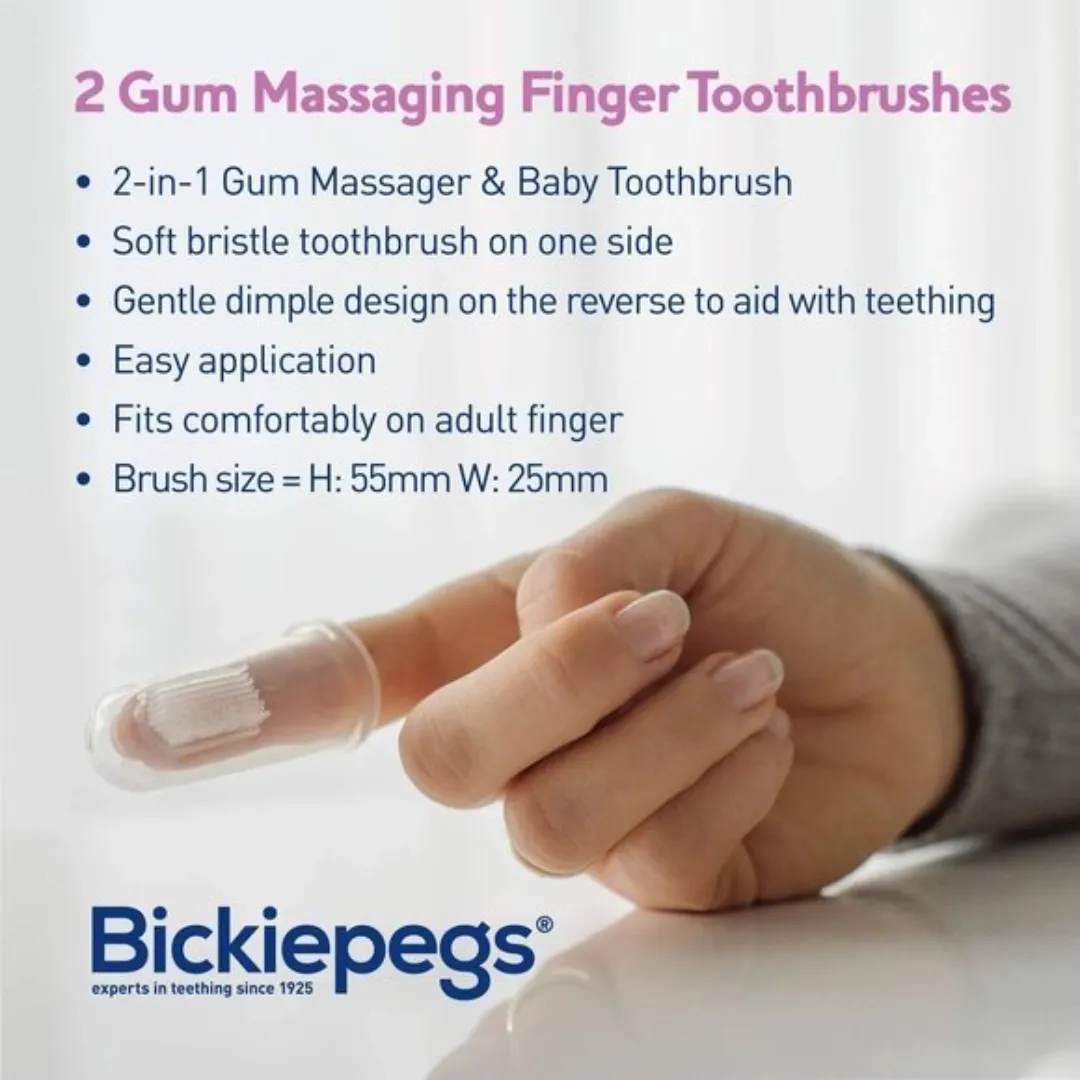 Bickiepegs 2 Gum Massaging Finger Toothbrushe 0  Months (T)