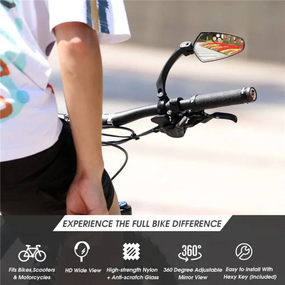 Bicycle Rear View Mirror 360 Degree Rotate for Bike MTB Bicycle Electrical Bike Wide-Range Adjustable Angles Mirror