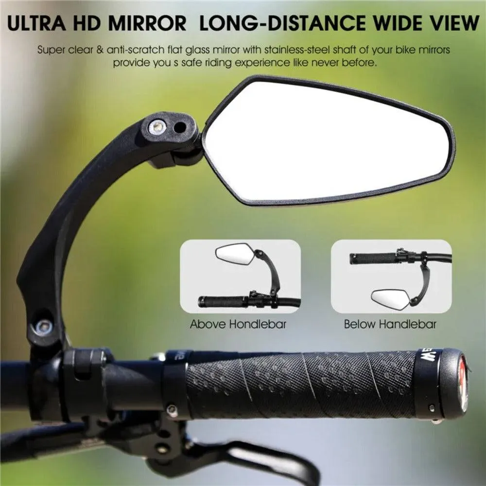 Bicycle Rear View Mirror 360 Degree Rotate for Bike MTB Bicycle Electrical Bike Wide-Range Adjustable Angles Mirror