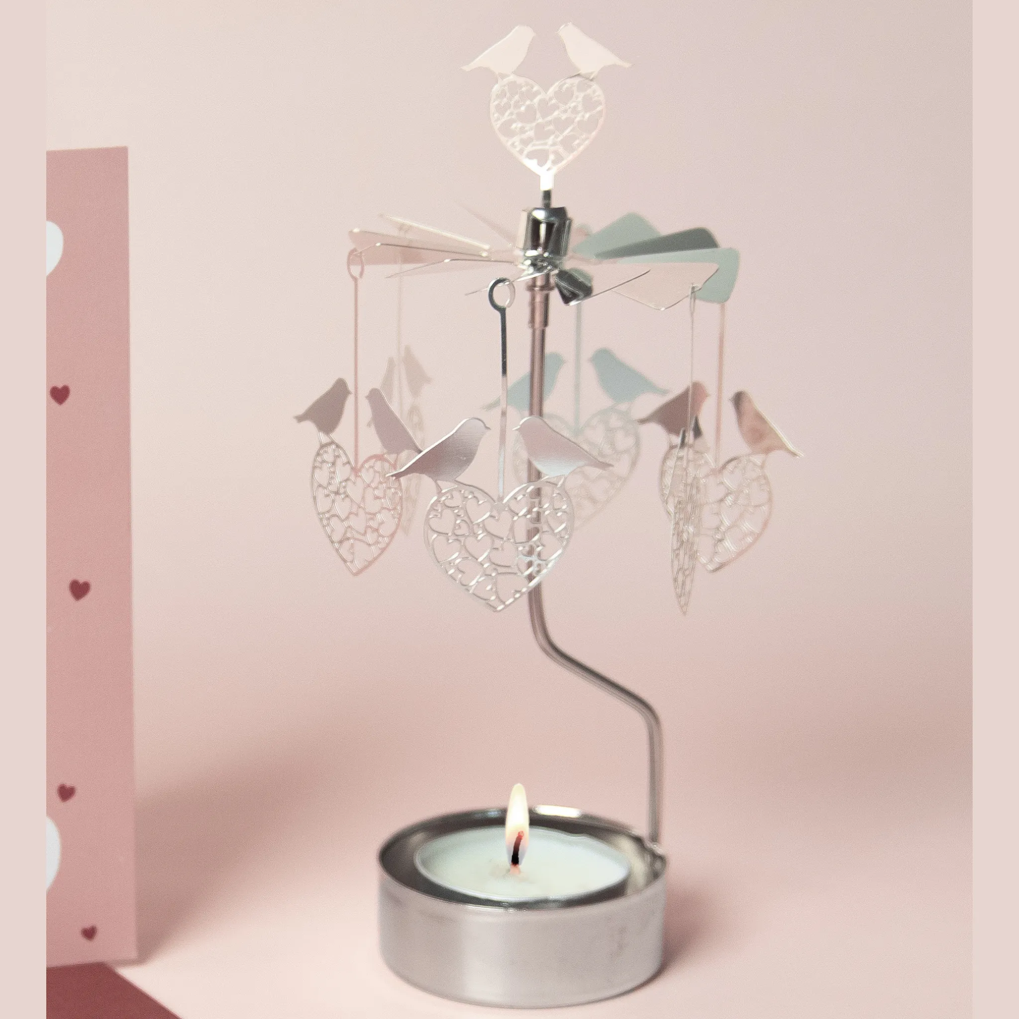 Birds and Hearts - Rotating Candle Holder