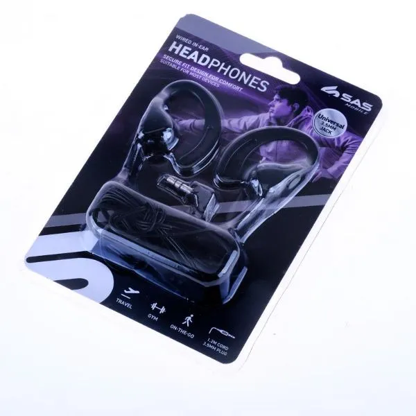 Black Universal Jack Wired In Ear Headphones - 0.35cm