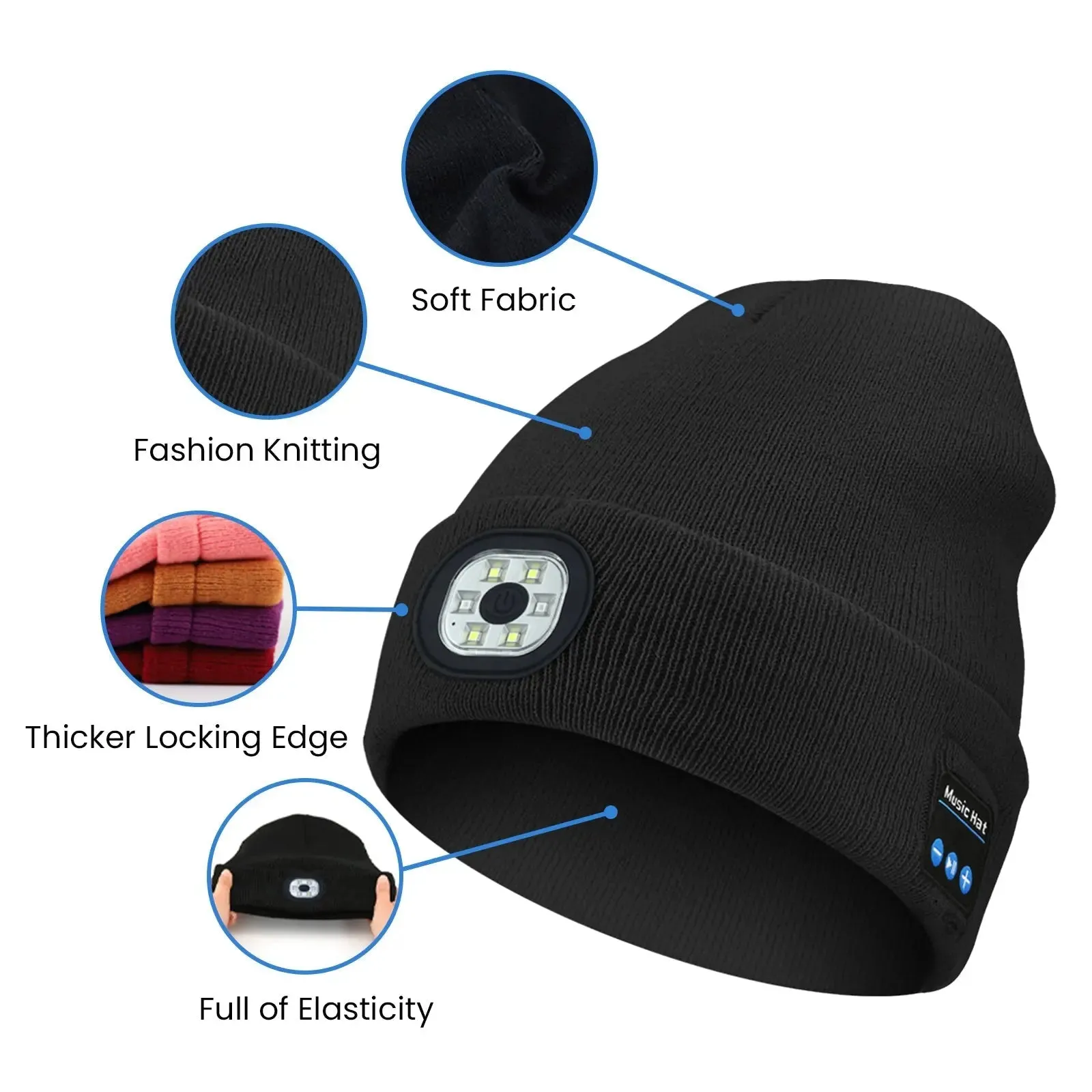 Bluetooth Music Led Beanie Hat with Light for Women Men Outdoor-Bluetooth Beanie Hat