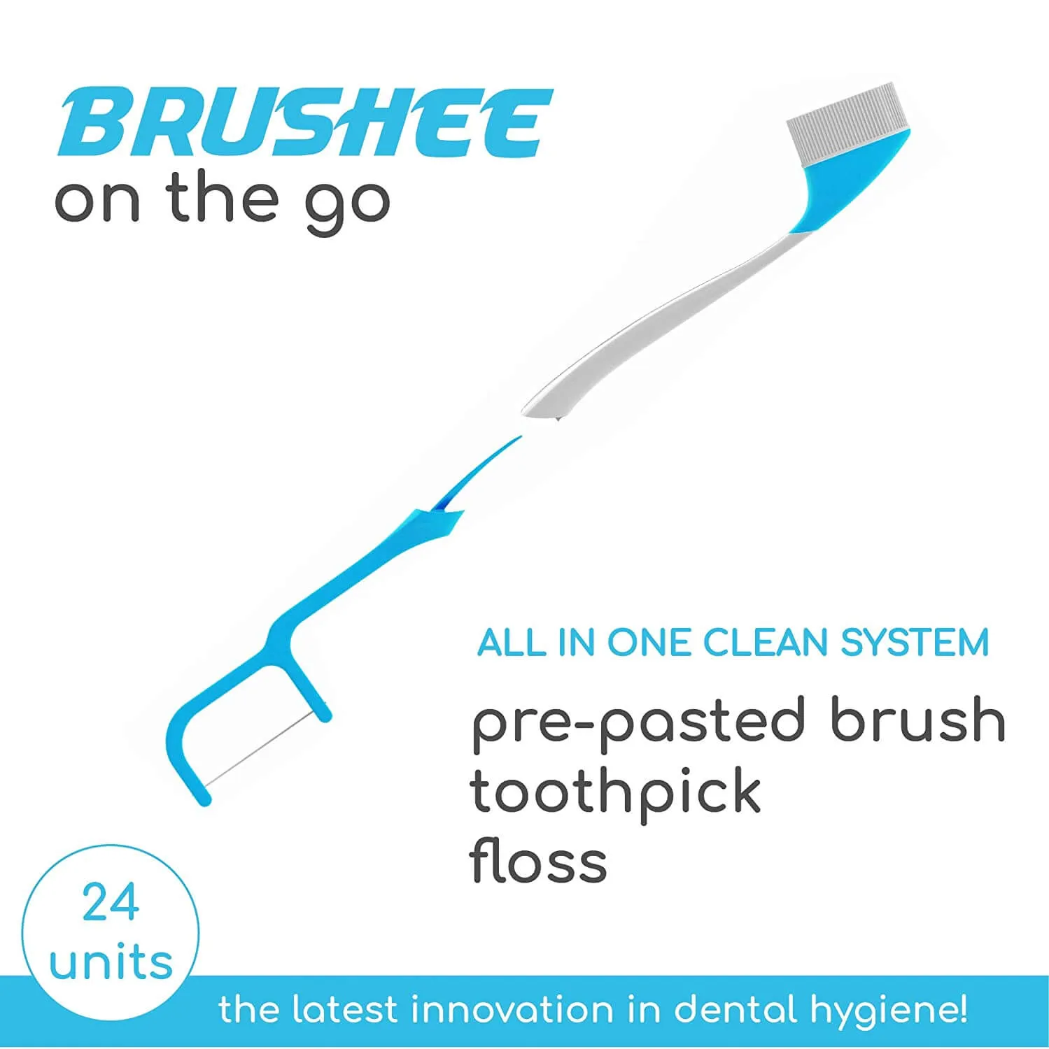 Brushee -  3-in-1 Tool (Pre-Pasted Mini-Brush   Floss   Pick)