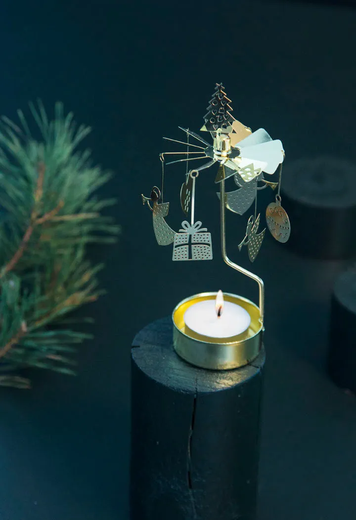 Christmas Gold - Rotating Carousel Candle Holder