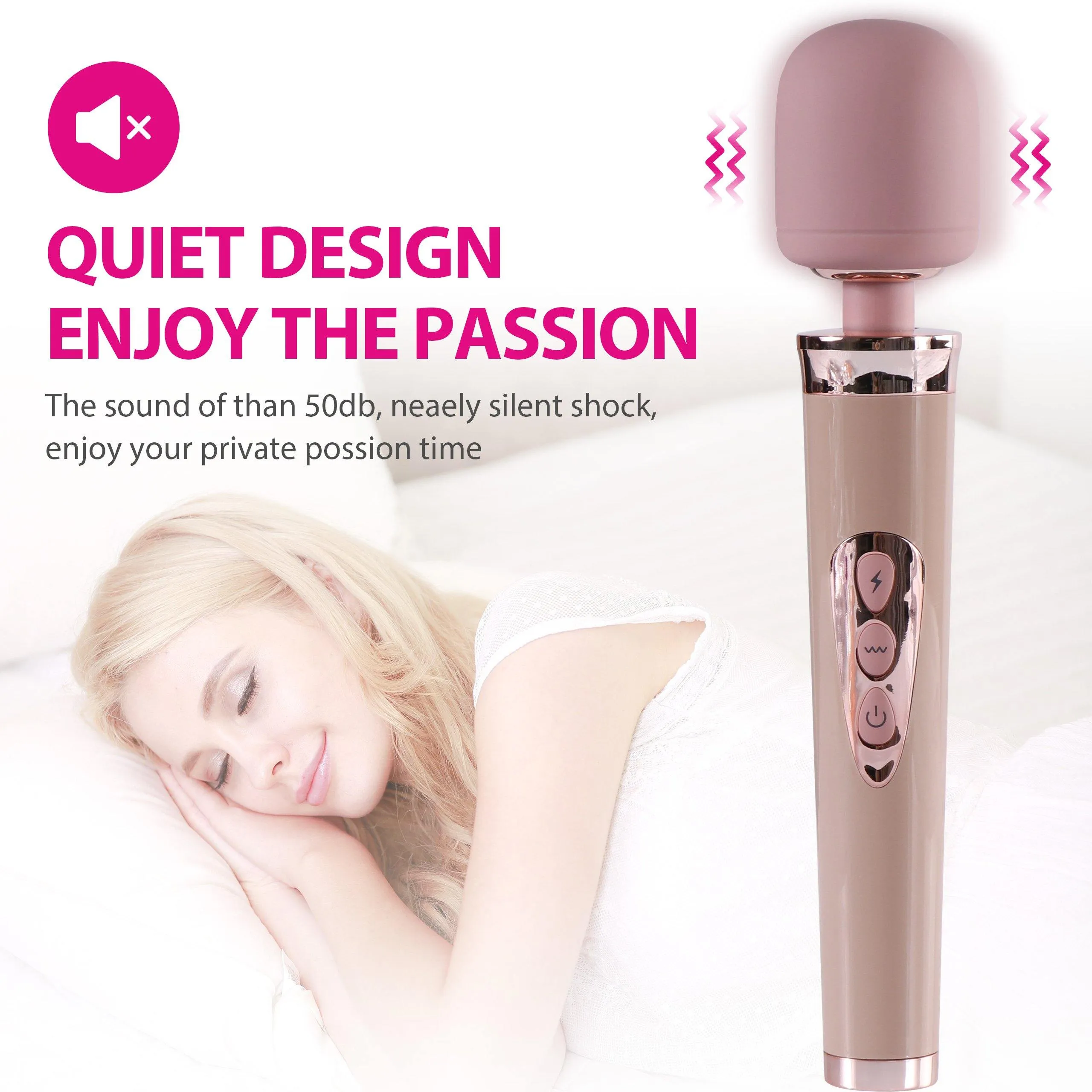 Cordless Wand Massager Vibrator-20 Vibration Patterns 10 Powerful Speeds