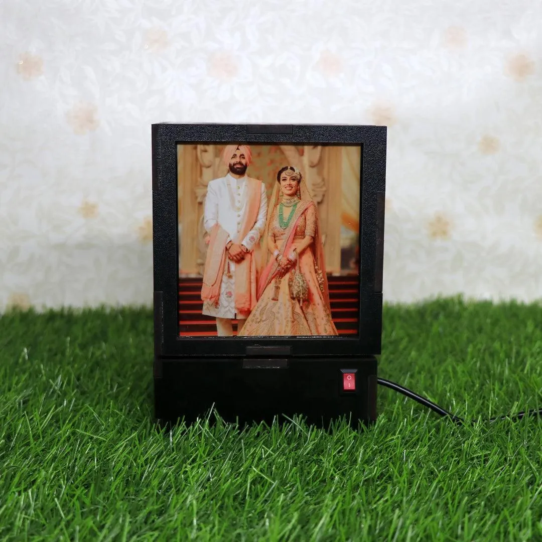 Customized Wooden Rotating Photo Lamp