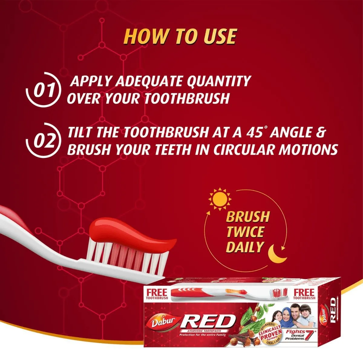 Dabur Red Ayurvedic Toothpaste With Tooth Brush Free - 200g