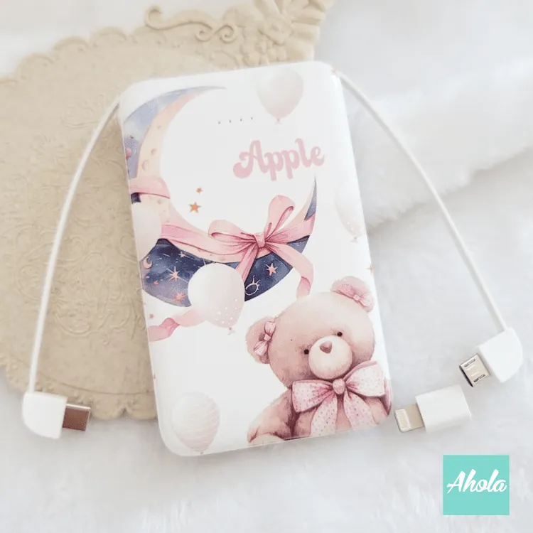 【Dream Bear】Portable Power Bank with built-in wire 內置線便攜式差電器