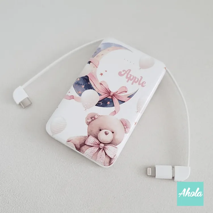 【Dream Bear】Portable Power Bank with built-in wire 內置線便攜式差電器