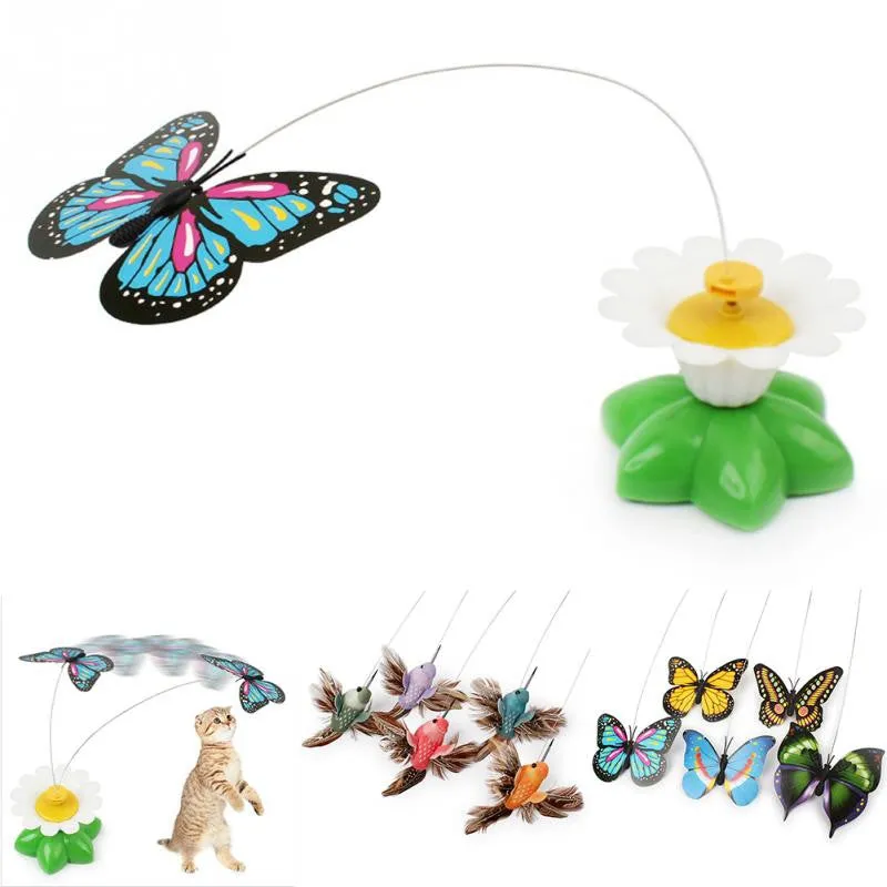 Electric Rotating Butterfly Bird Steel Wire Cat Teaser For Pet Kitten Toys