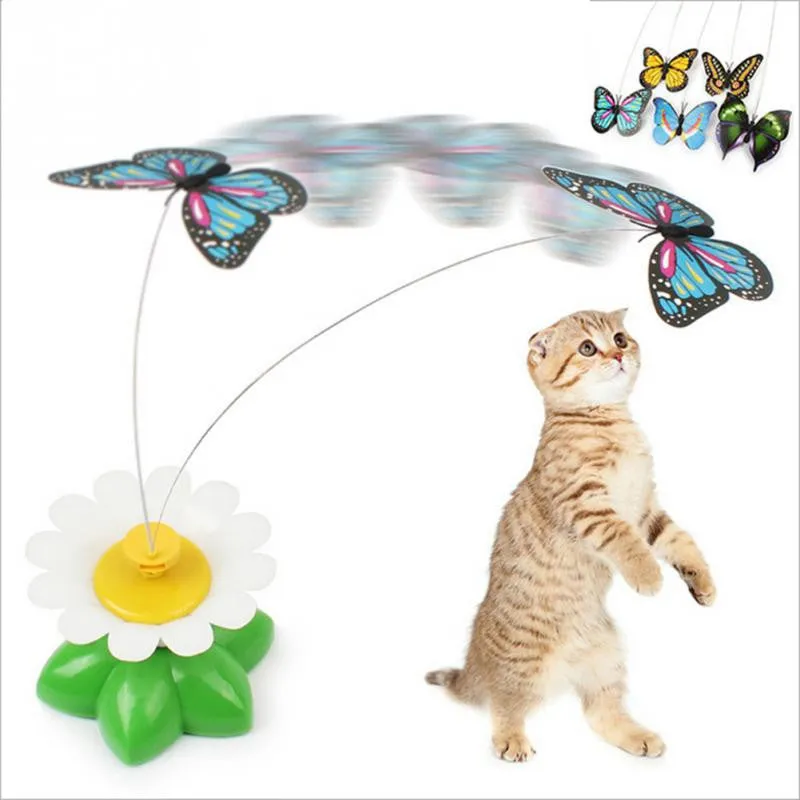 Electric Rotating Butterfly Bird Steel Wire Cat Teaser For Pet Kitten Toys