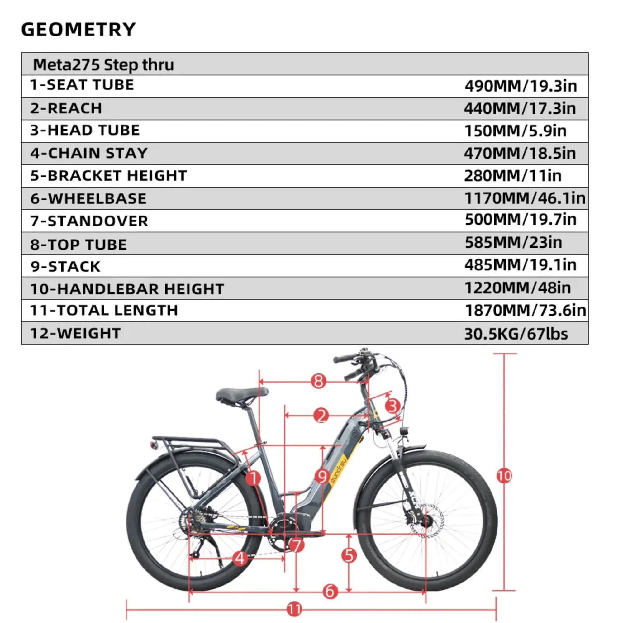 Eunorau 500W Meta275 Step-Thru Electric Bike